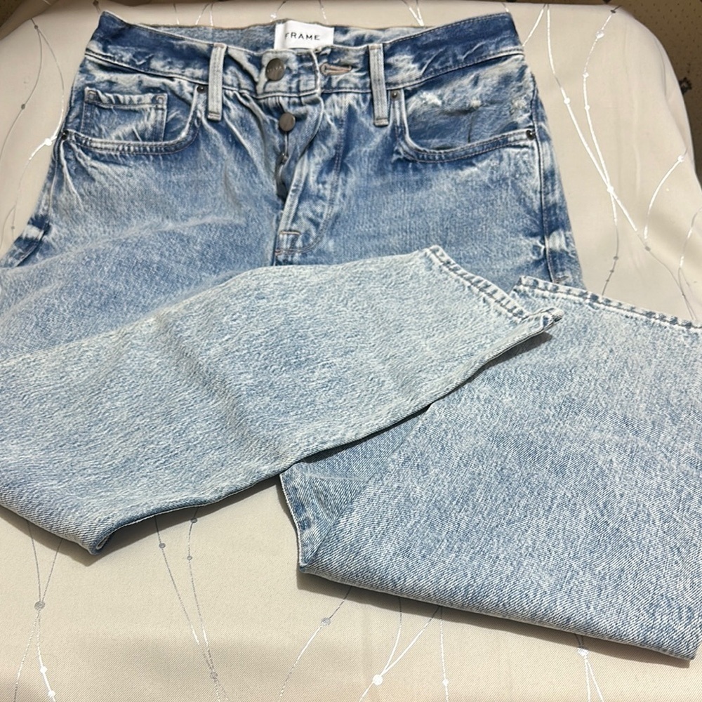 Frame Denim Blue Straight Jeans Classic Style